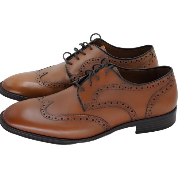 Men's Johnston Murphy Henric Tan Wingtip Oxfords US 10 - Picture 2 of 6